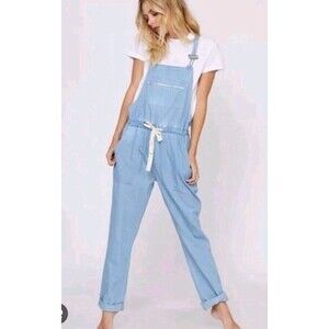 Fantastic Fawn Chambray Denim Bib Jumper Overall  Size Large L Soft Adjustable